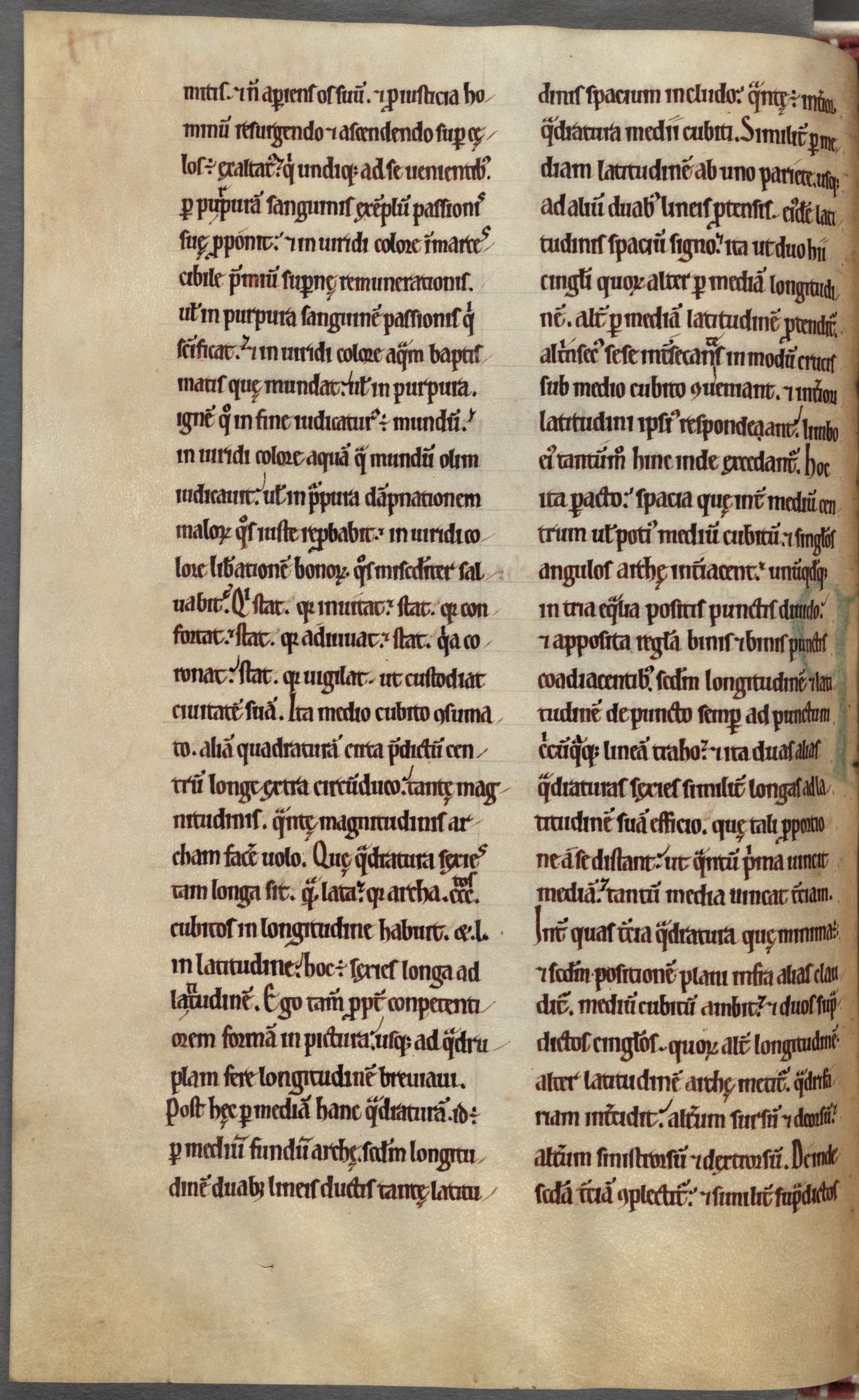 Cambridge, Corpus Christi College, MS 294, fols. 30r–41r, folio 30v: a leaf of Hugh's Libellus de formatione arche