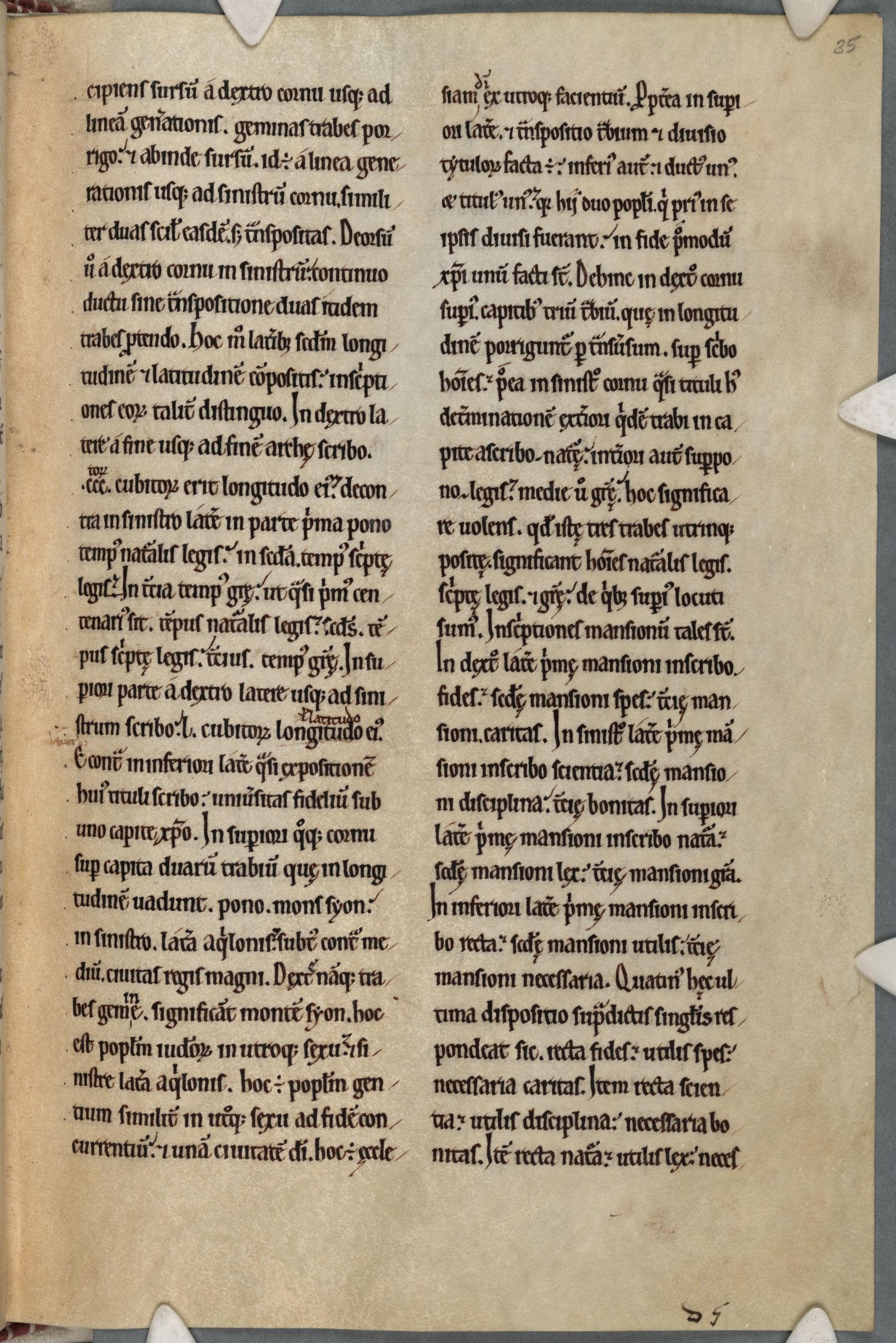Cambridge, Corpus Christi College, MS 294, fols. 30r–41r, folio 35r: a leaf of Hugh's Libellus de formatione arche