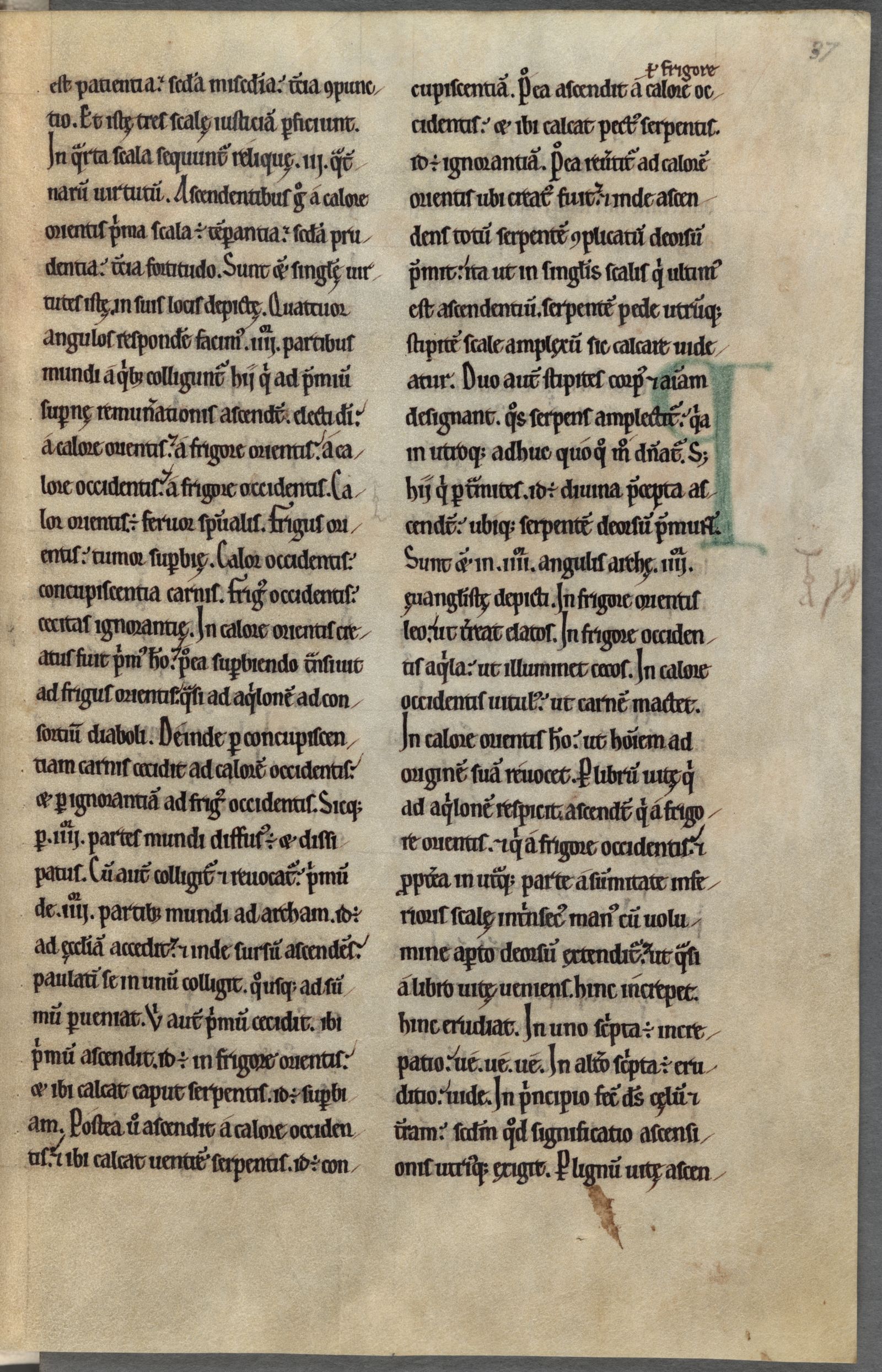 Cambridge, Corpus Christi College, MS 294, fols. 30r–41r, folio 37r: a leaf of Hugh's Libellus de formatione arche