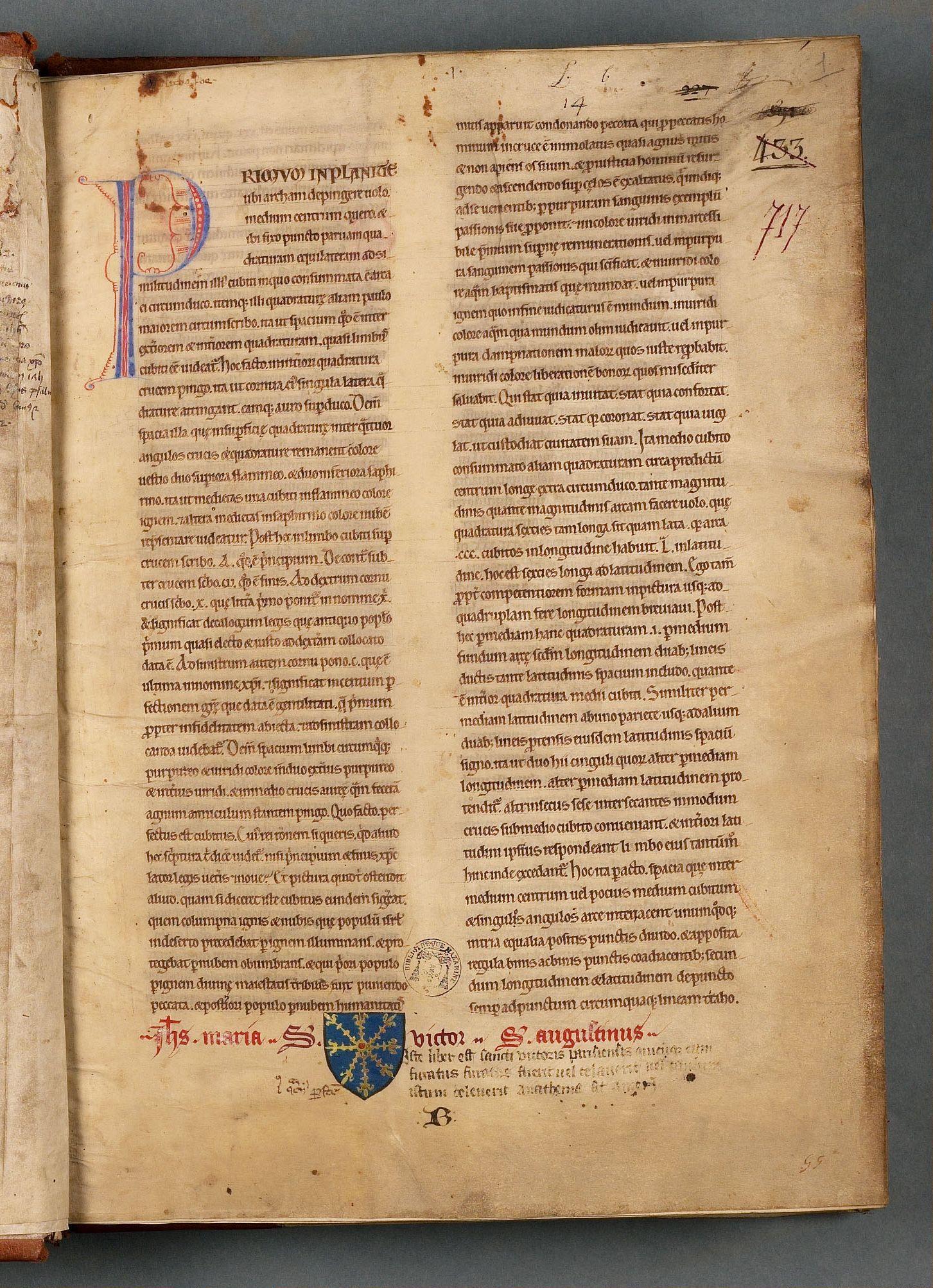 Paris, Bibliothèque Mazarine, Ms 717, fols. 1r and 8r, folio 1r