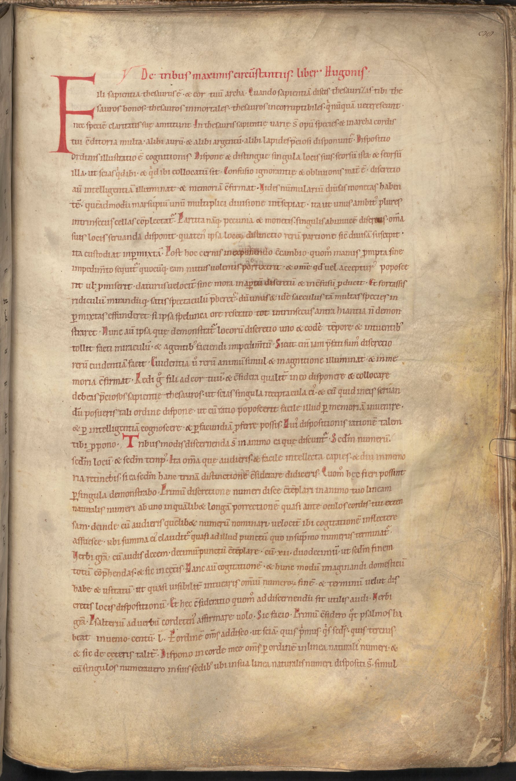 Munich Clm 2, folio 88r: the same prologue in a copy dated 1135, with the rubric De tribus maximis circumstantiis liber Hugonis