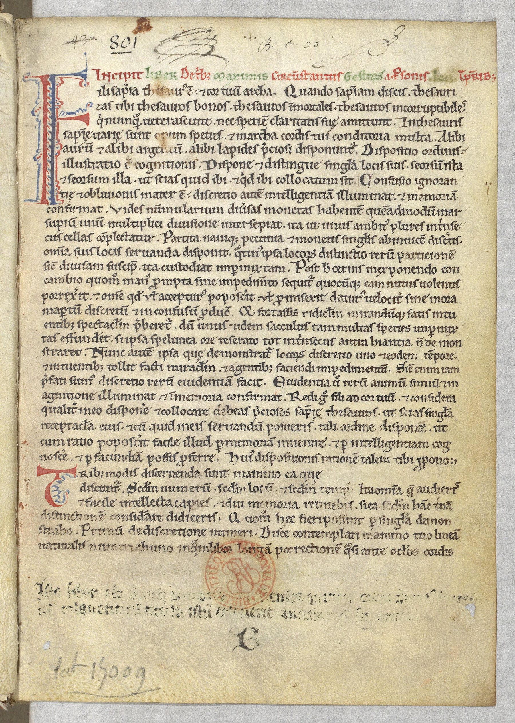 Paris, BnF, latin 15009, folio 1r: the prologue in the abbey of Saint-Victor's own twelfth-century copy