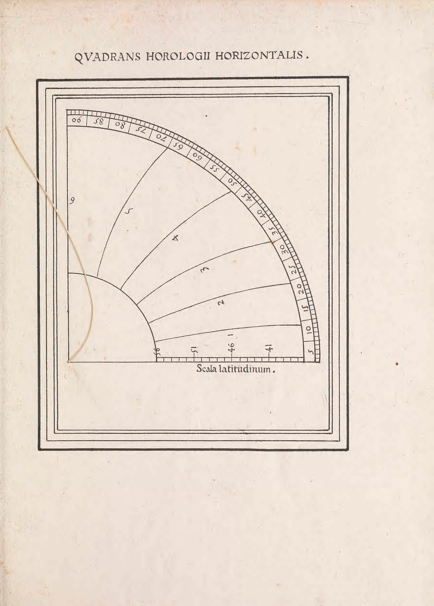 Quadrans horologii horizontalis: a quadrant with hour arcs and a scale of latitudes